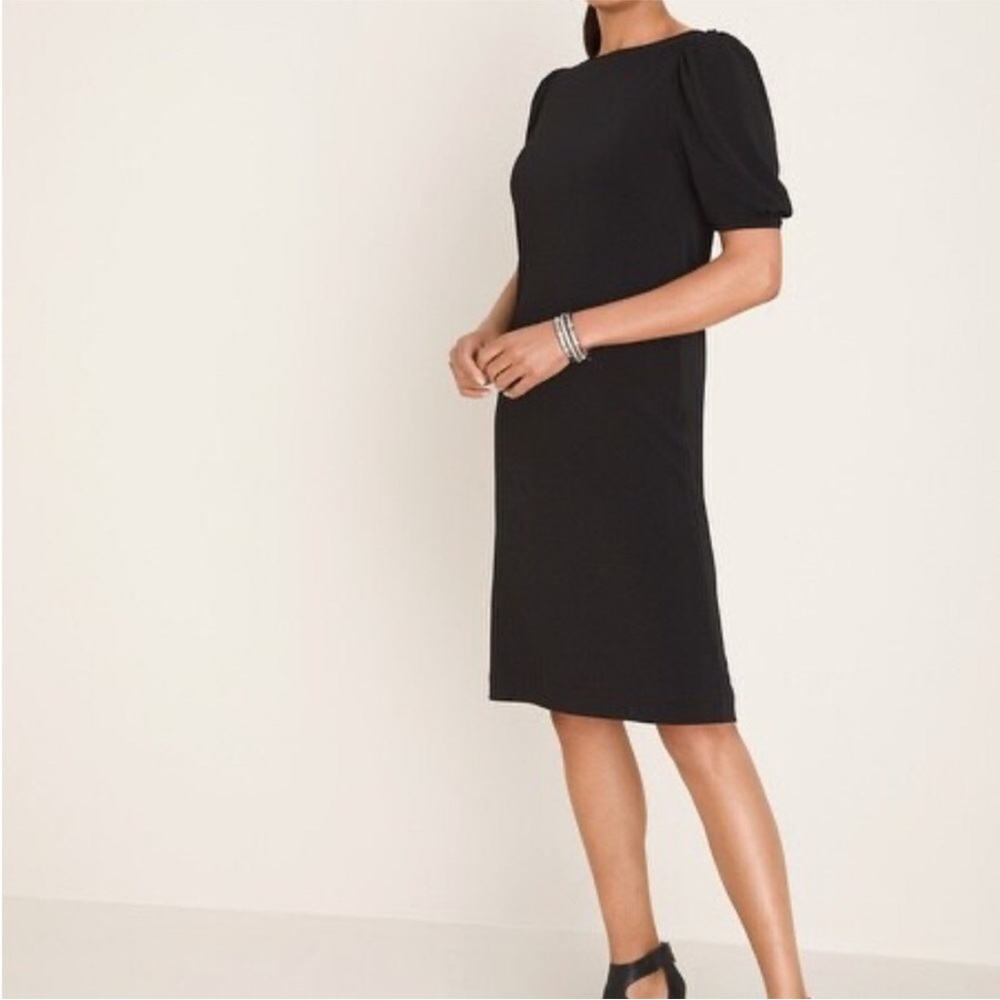 Chicos Puff Sleeve Poplin Dress